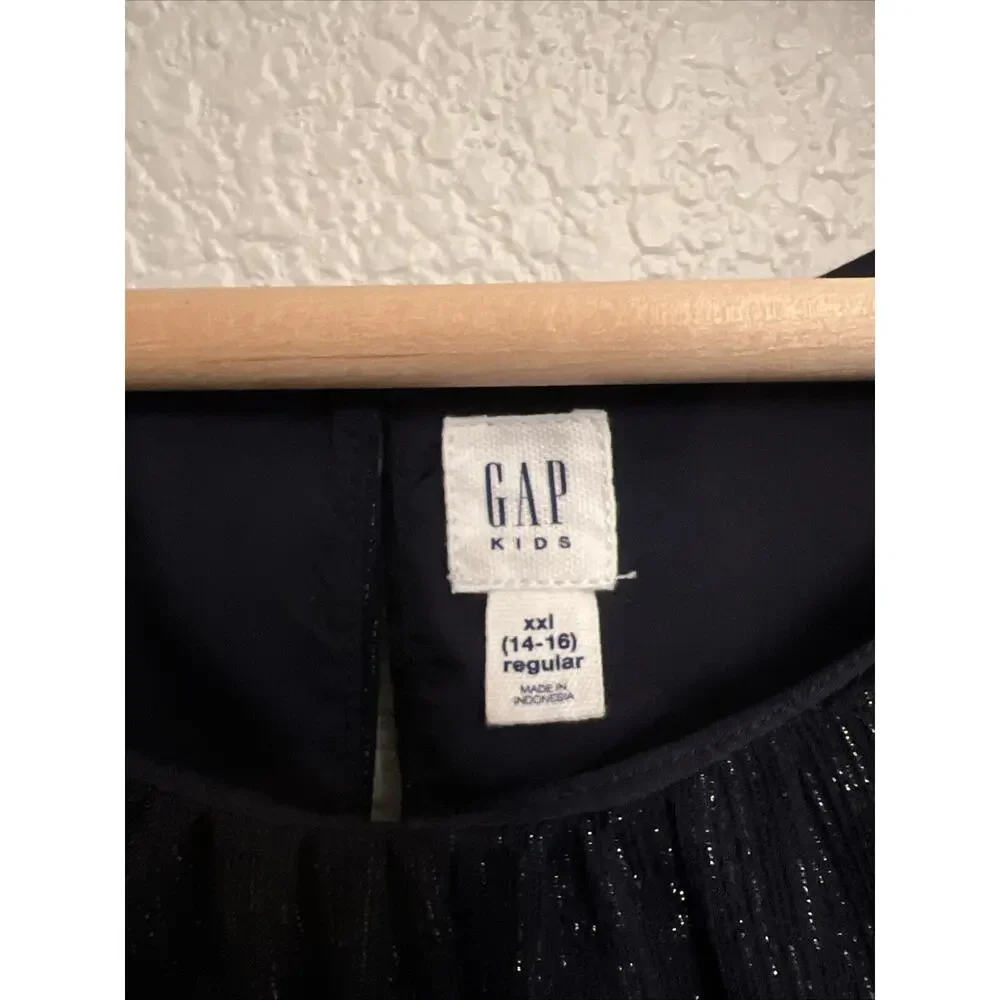NEW GAP Girls Holiday Dress Party Pageant Occasion Navy Sparkle Tiered Sheath